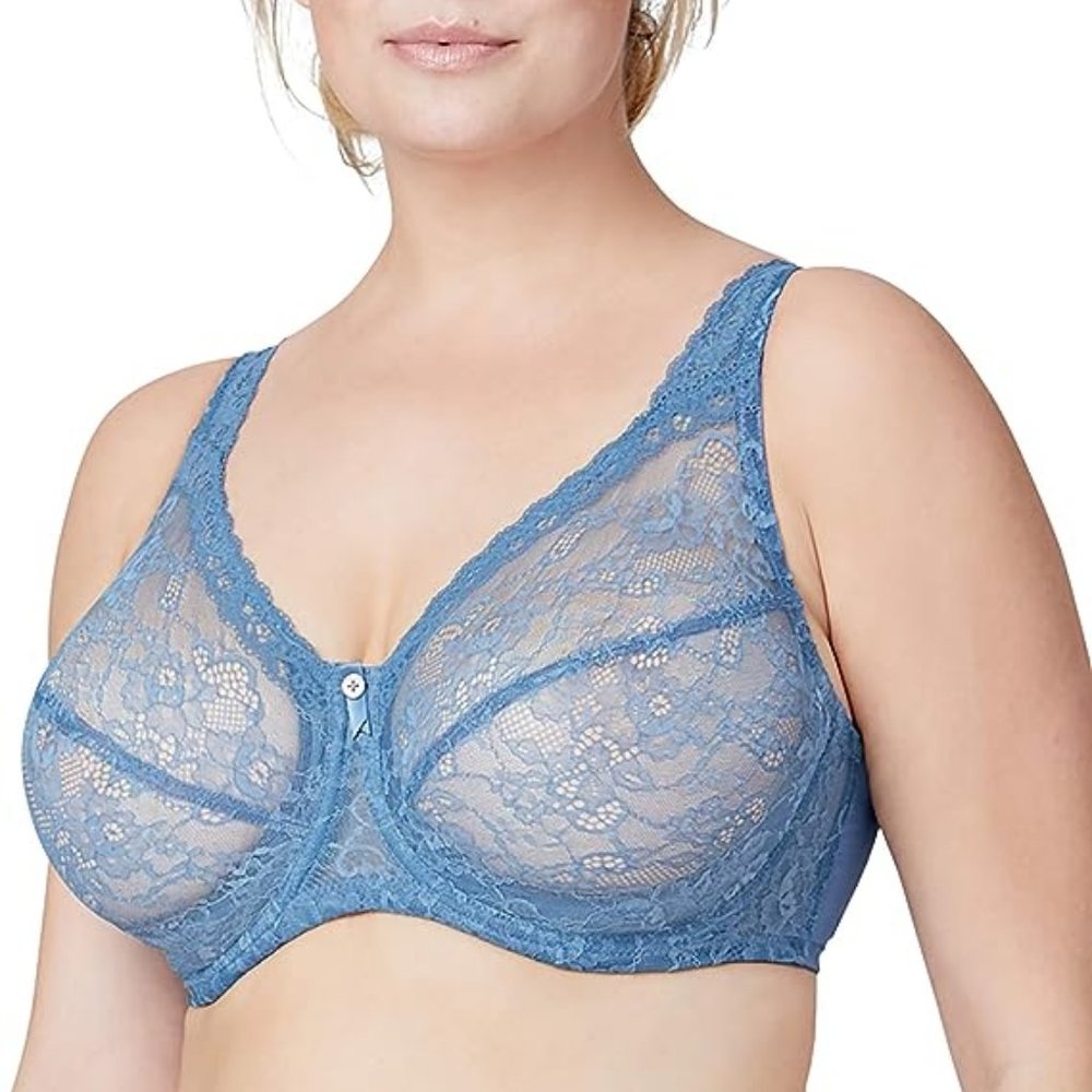 NEW Bramour by Glamorise Women's Nolita Plus Size Underwire Bra - Blue, 48G